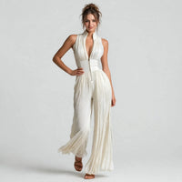 Pleated Front-Zip Jumpsuit