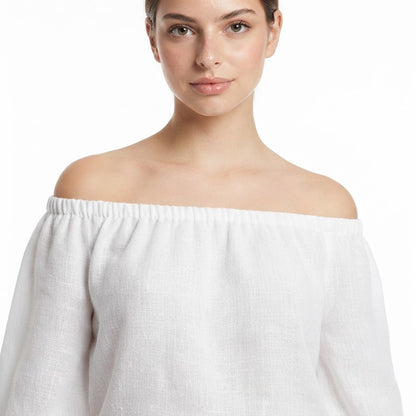 Off-Shoulder Top and Wide-Leg Pants Set – Detail View | Celina Studio