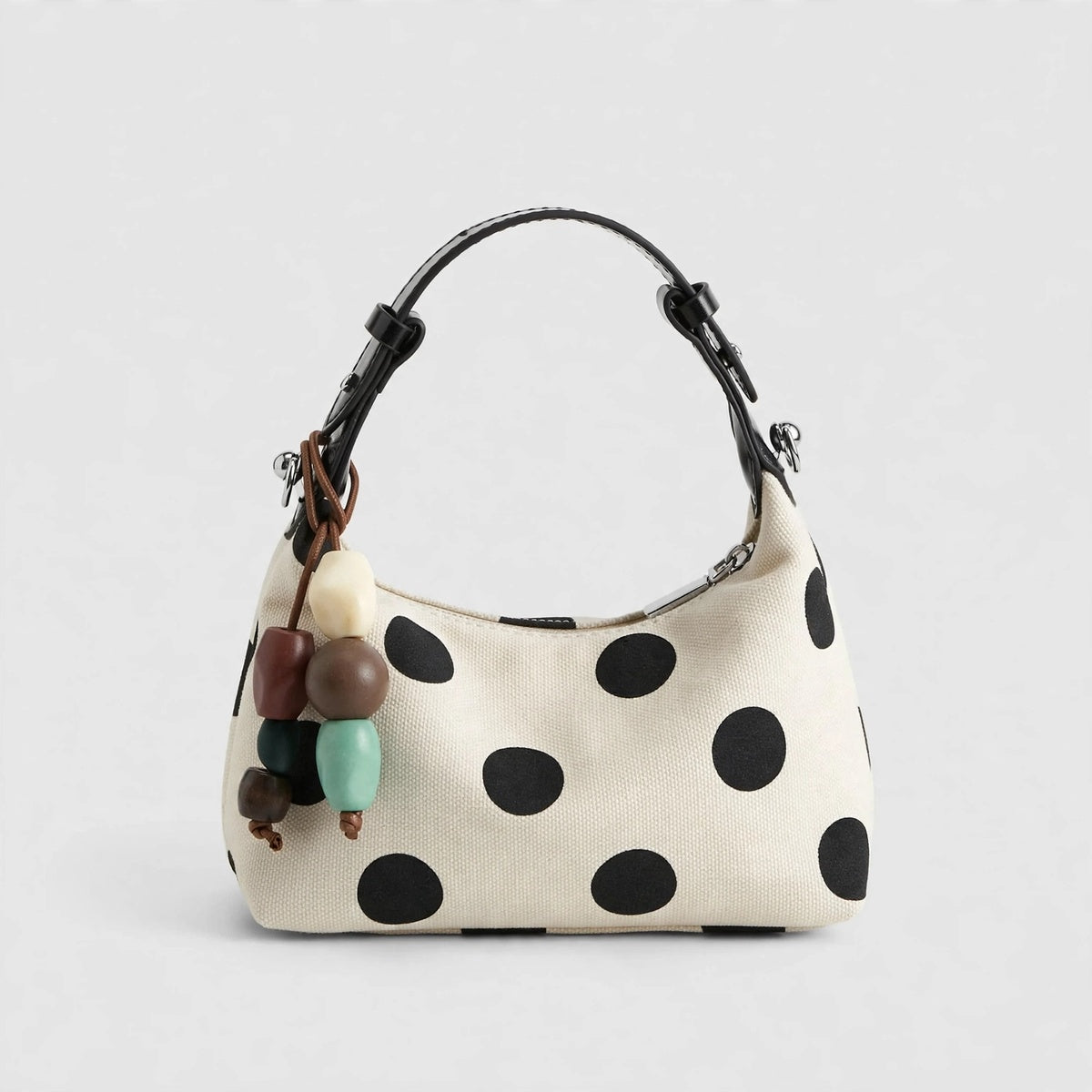 Women's White Polka-Dot Leather Handbag