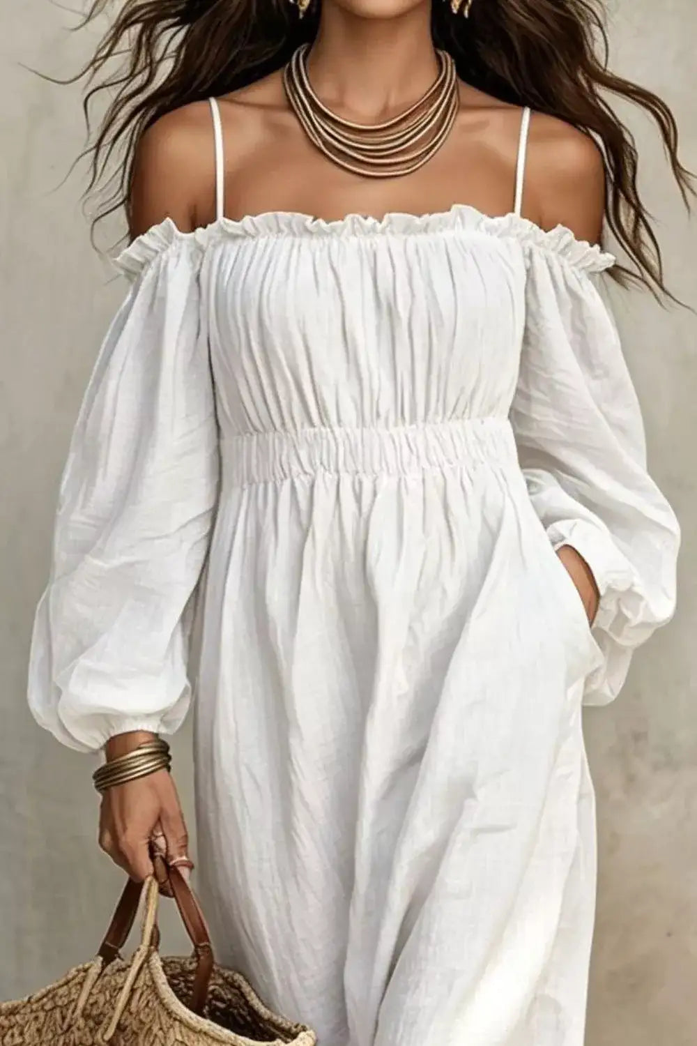Spaghetti Strap Balloon Sleeve Dress – Balloon Sleeve Detail