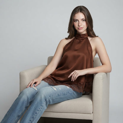 Asymmetric Lace Hem Cami