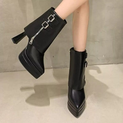 White Point-Toe High-Heel Boots – Pointed Toe Detail | Celina Studio