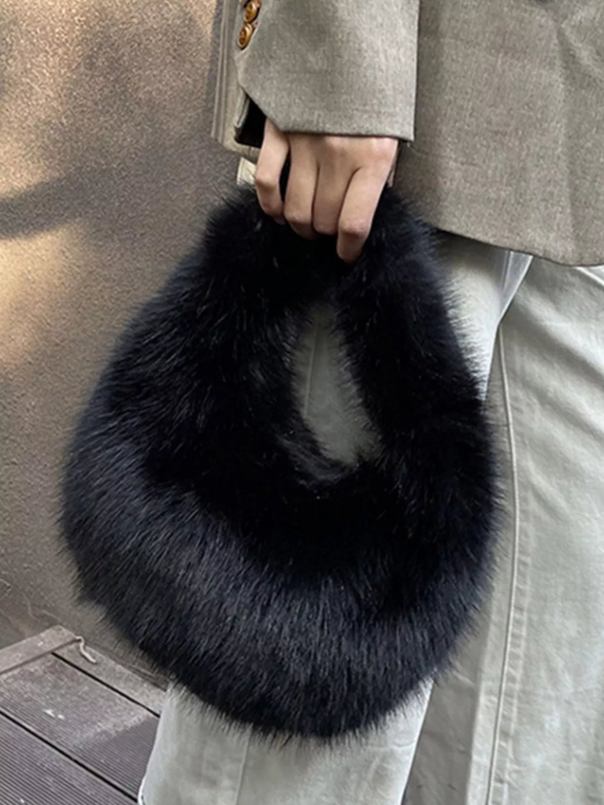 Fluffy Solid-Color Mini Handbag – Back View | Celina Studio