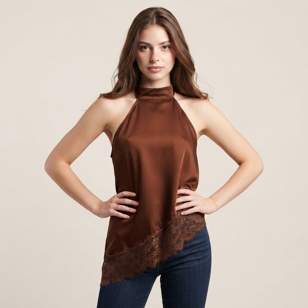 Asymmetric Lace Hem Cami