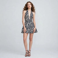 Leopard Halter Neck Mini Dress