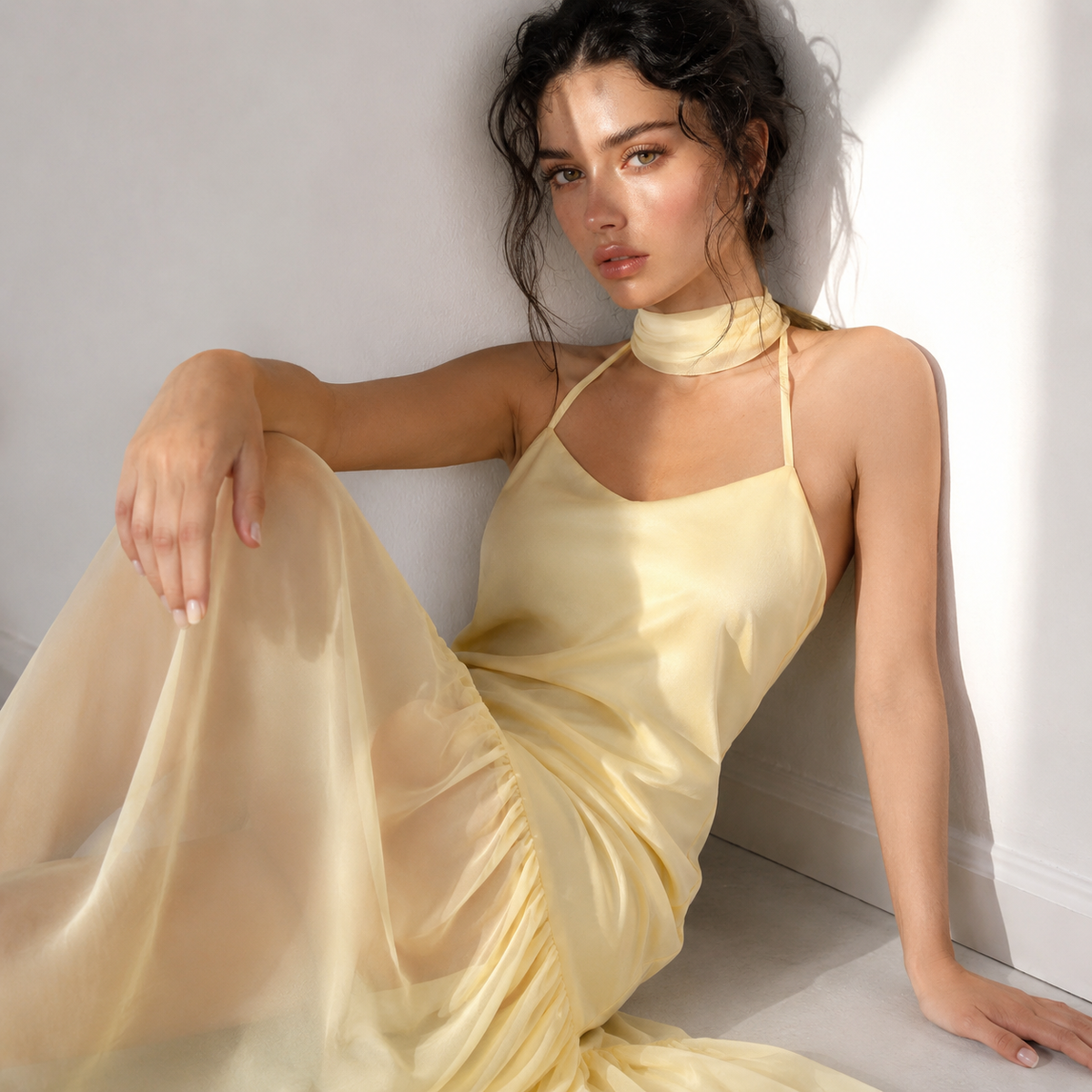 Adjustable Strap Maxi Cami Dress with Scarf
