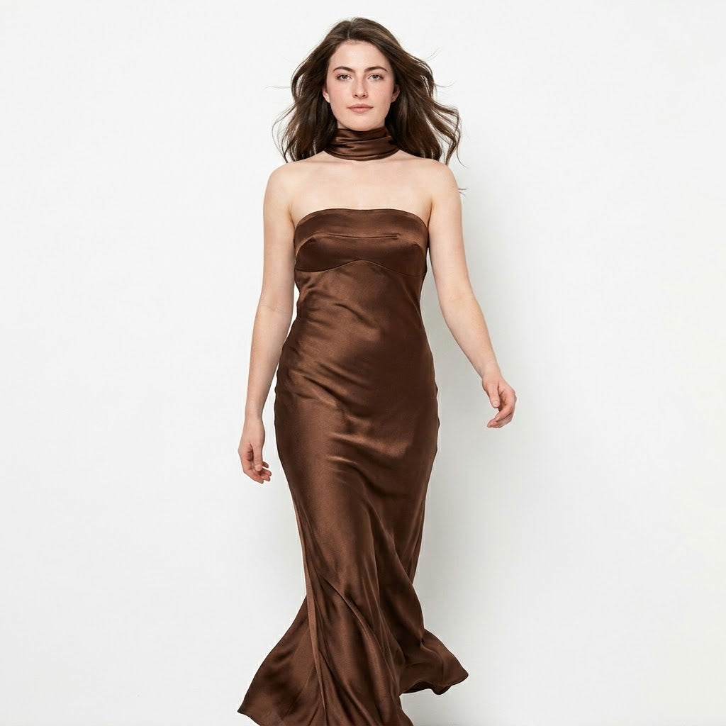 Satin Tube Maxi Dress – Color Option | Celina Studio