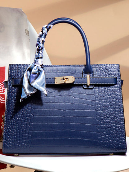 Crocodile-Embossed Top-Handle Handbag – Back View | Celina Studio