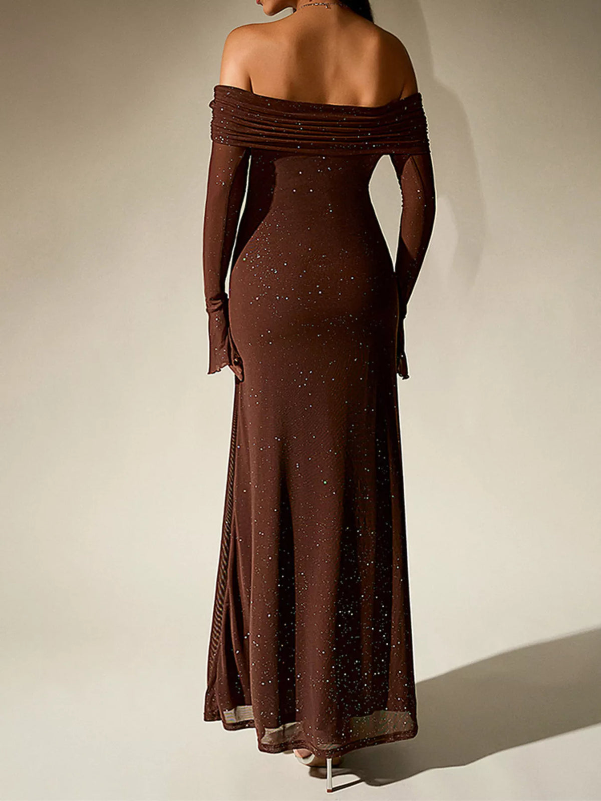 Glitter Off-Shoulder Maxi Dress – Color Option 3