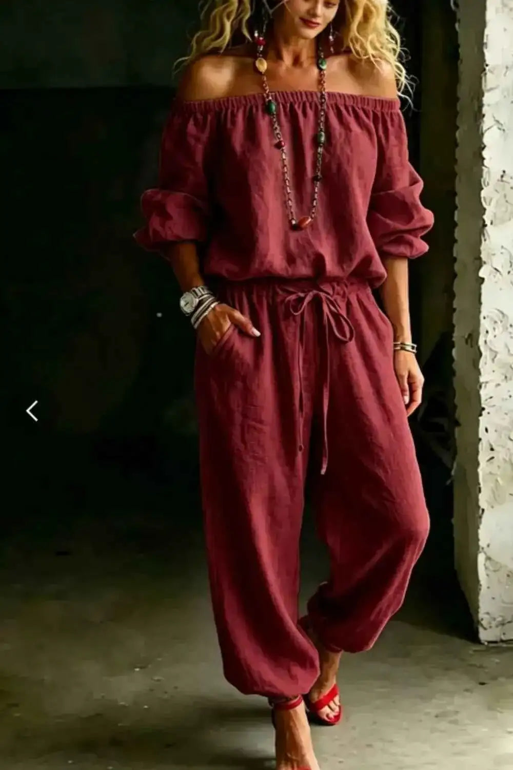 Off-Shoulder Top and Pants Set