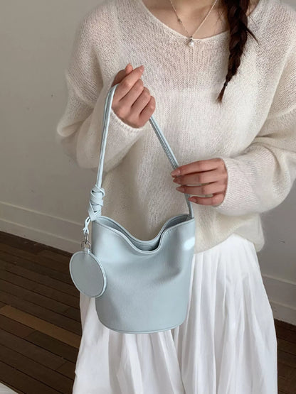 Small PU Leather Bucket Handbag – Handle Detail | Celina Studio