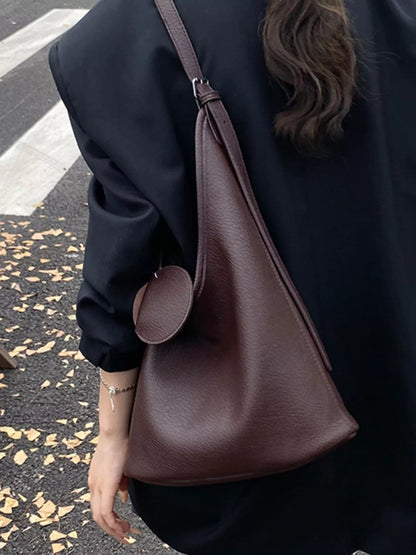 Structured Solid-Color PU Leather Handbag – Handle Detail | Celina Studio