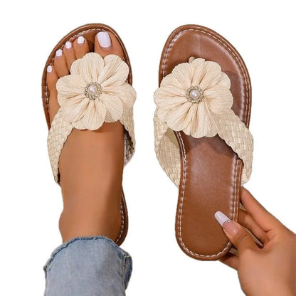 Toe Post Flat Sandals Bohemian Floral – Side View | Celina Studio