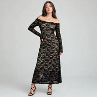 Off-Shoulder Lace Maxi Dress