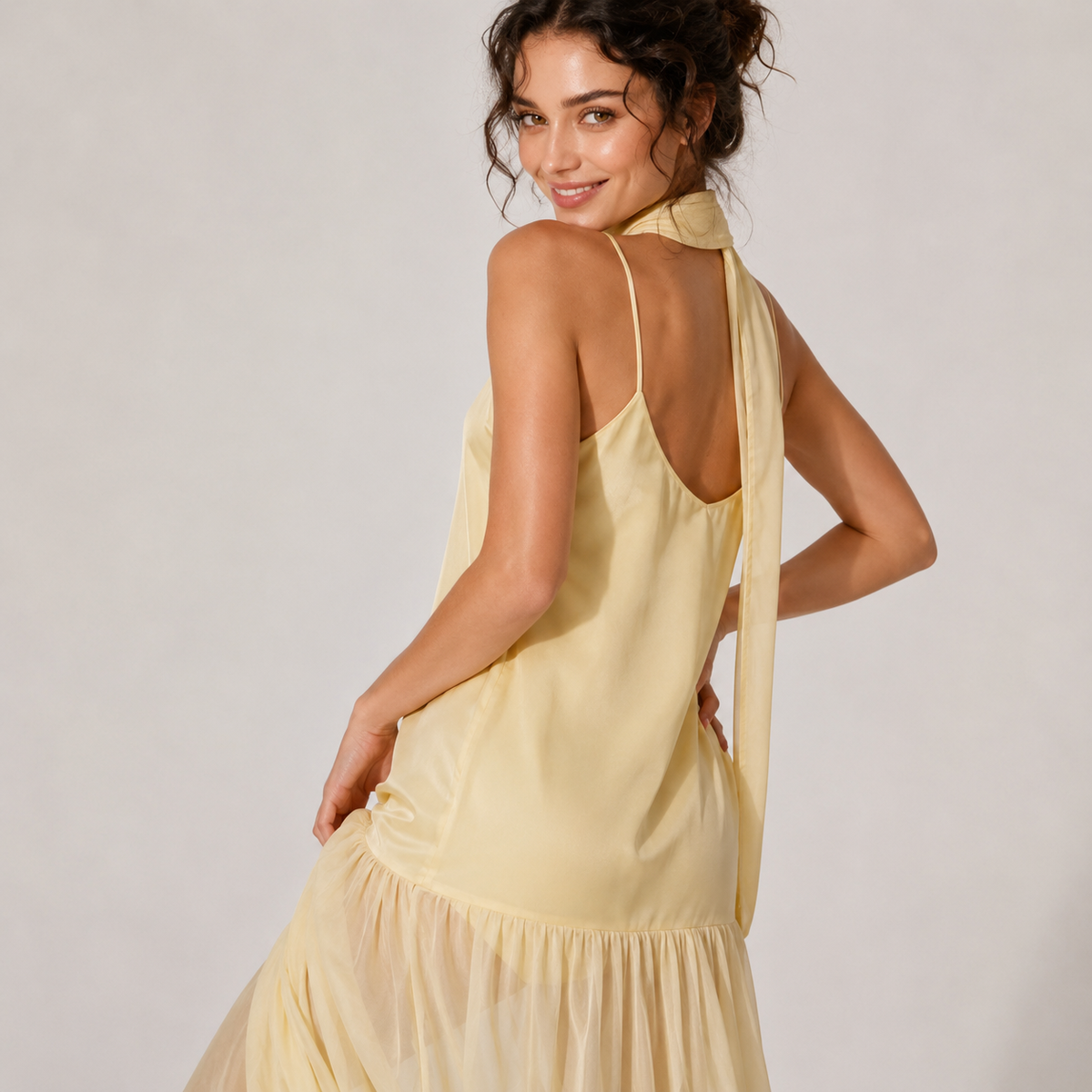 Adjustable Strap Maxi Cami Dress with Scarf