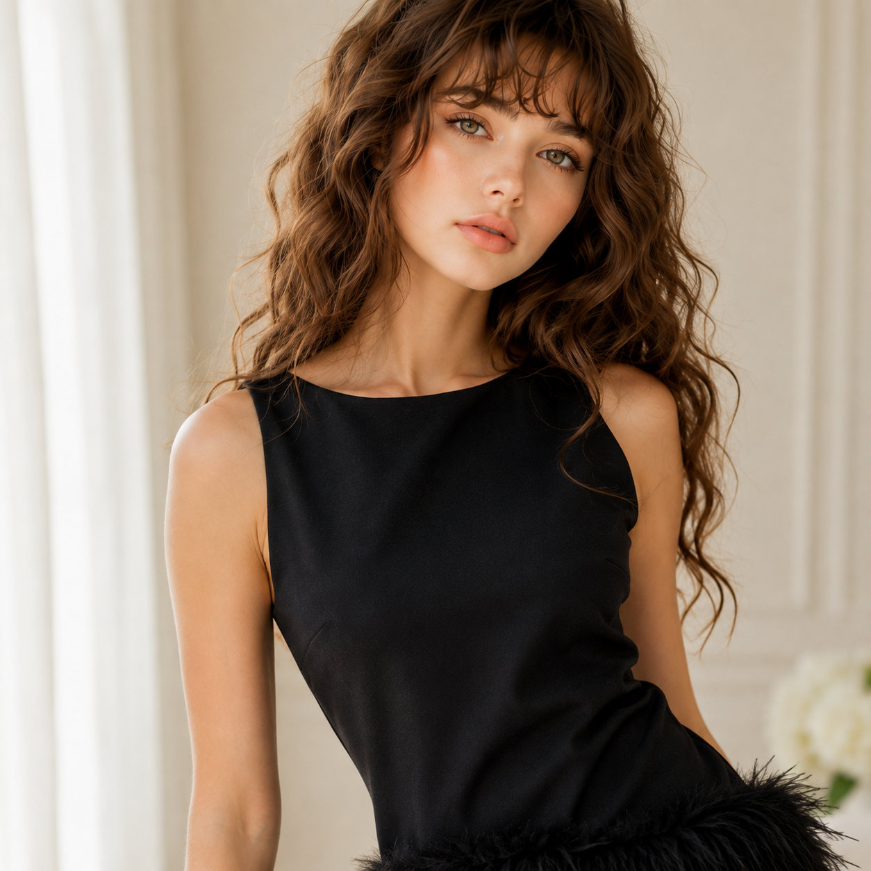 Dramatic Feather Mini Dress