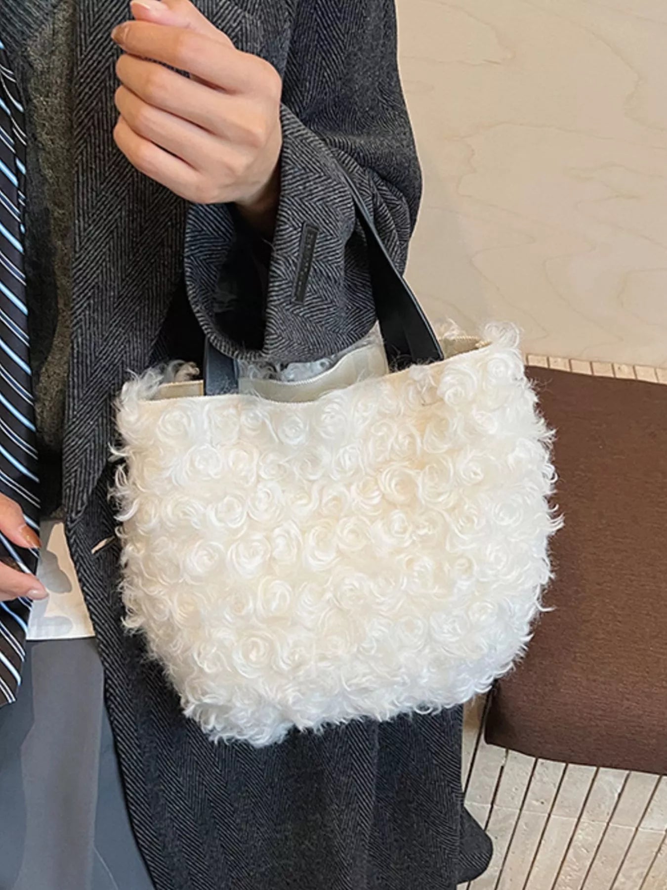 Lightweight Fluffy Handbag – Full Styling View