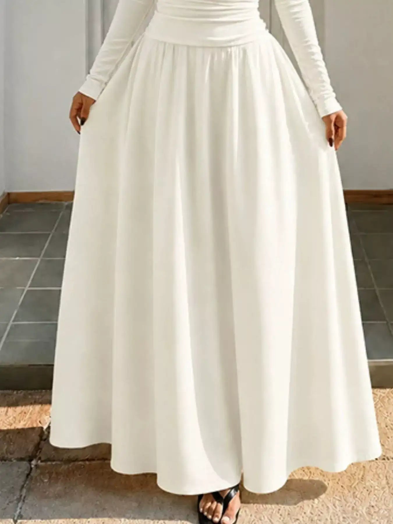 Off-the-Shoulder Ruched Maxi Dress – Lifestyle Shot