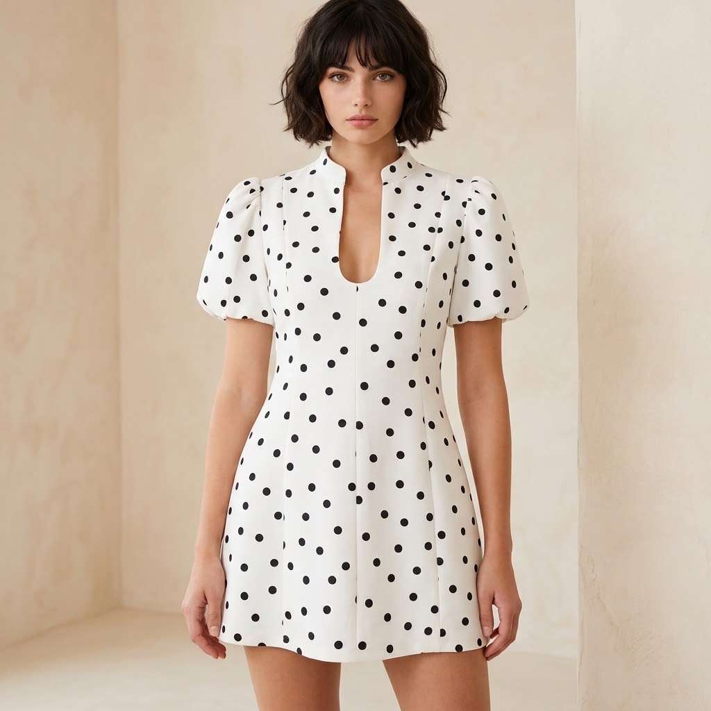 Cute Puff Sleeve Mini Party Dress – additional view 5