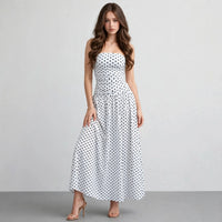 Polka Dot Strapless Maxi Dress