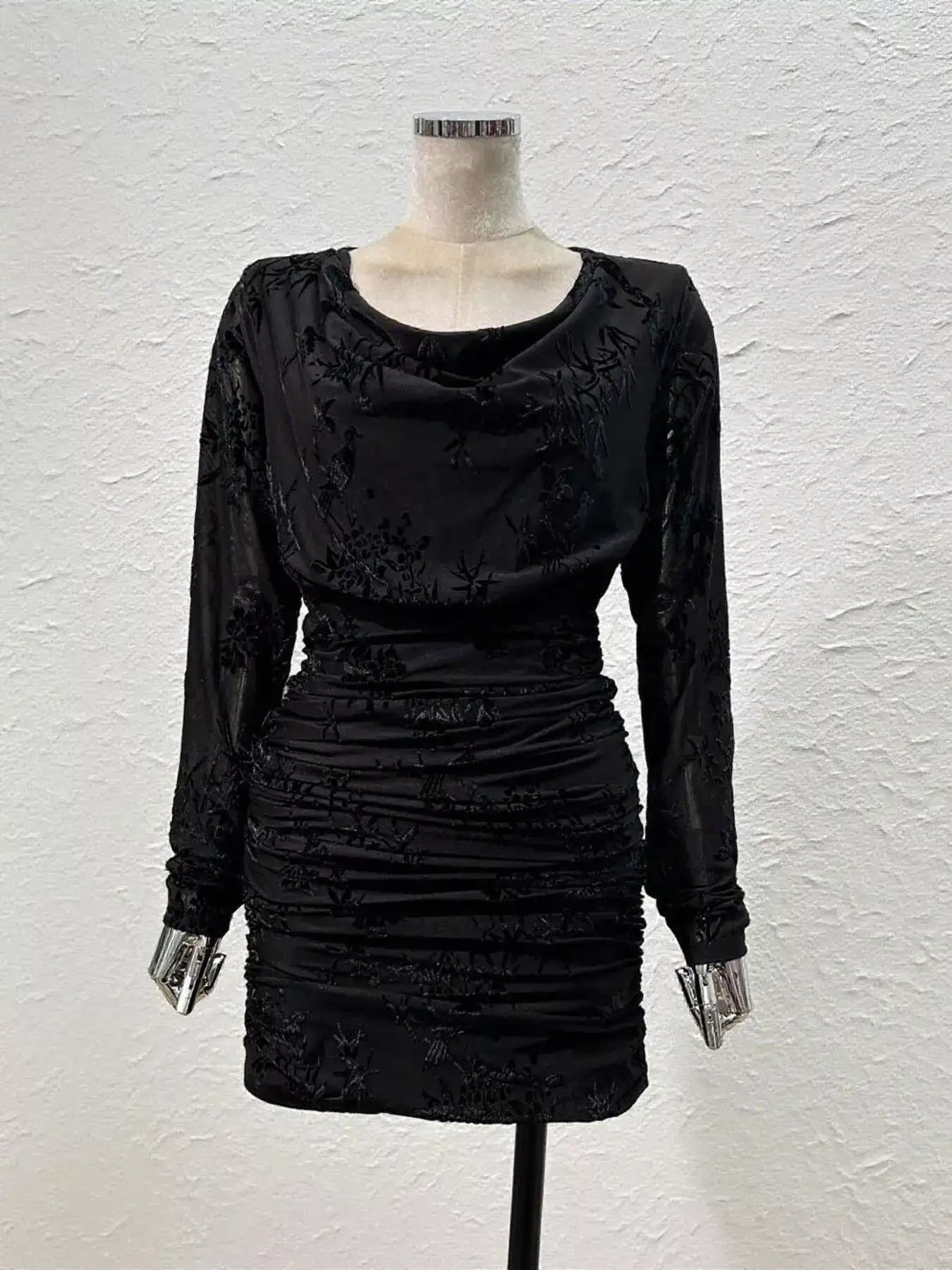 Ruched Long Sleeve Mini Dress – Color Option 2