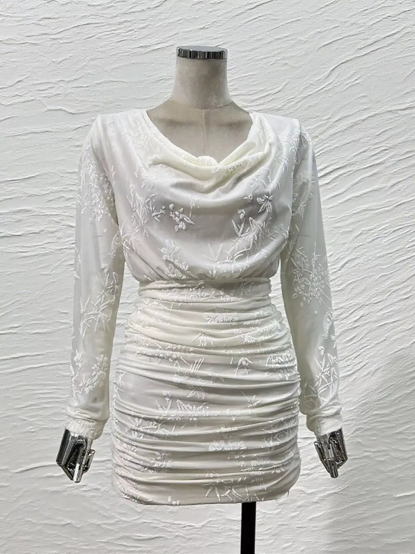 Ruched Long Sleeve Mini Dress – Back View