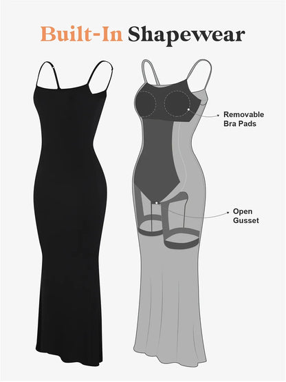 Built-In Shapewear Sleeveless Maxi Dress – Color Option | Celina Studio