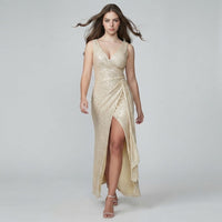 Sequin Surplice Sleeveless Maxi Dress