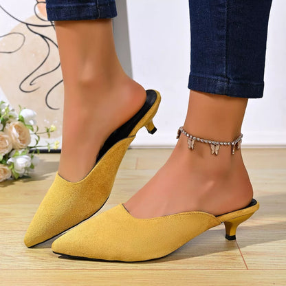 Point-Toe Kitten-Heel Pumps – Back View | Celina Studio
