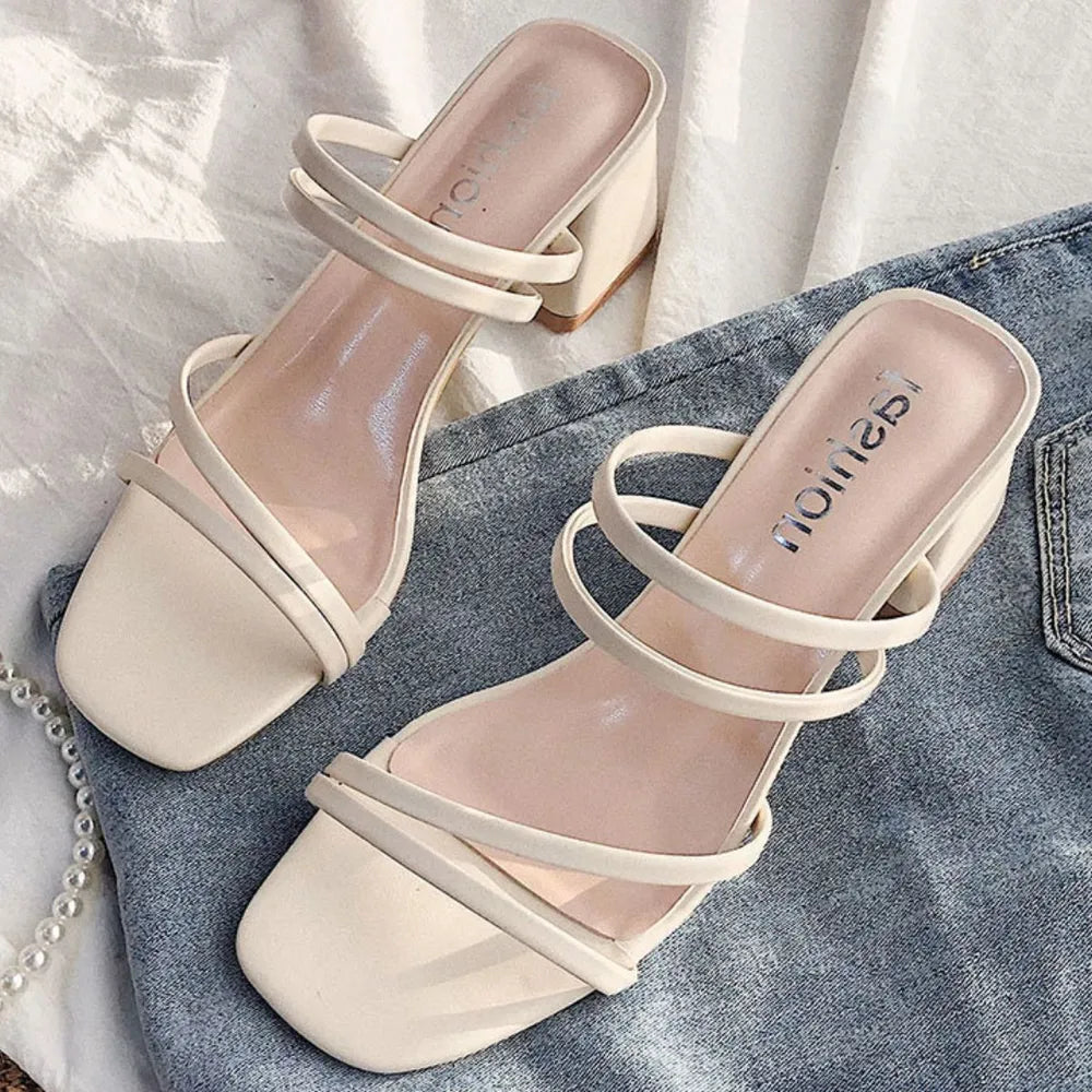 Open-Toe Low Block-Heel Sandals – Back View | Celina Studio