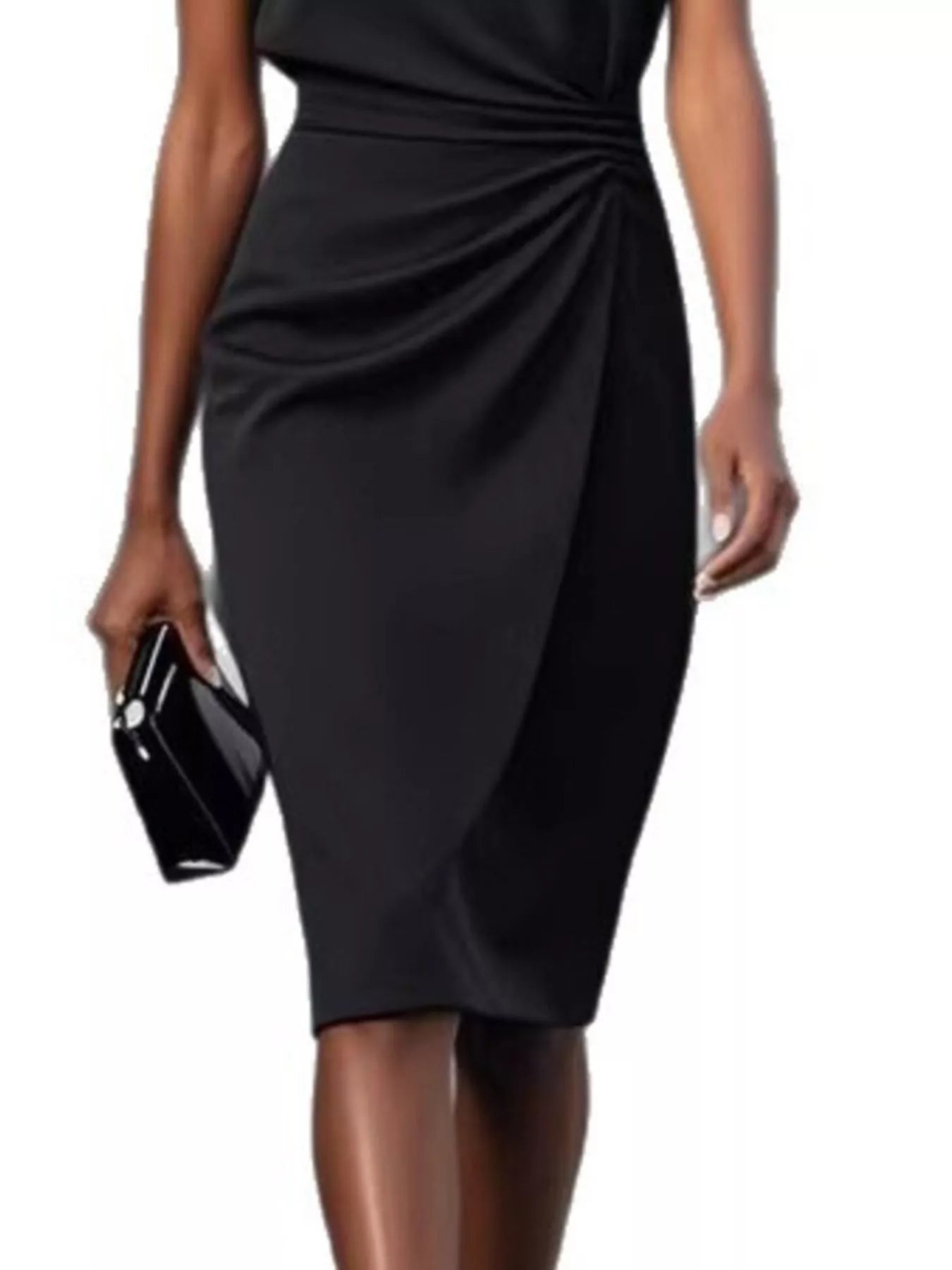 Pastel Blue Ruched-Waist Sleeveless Dress – Fabric Detail