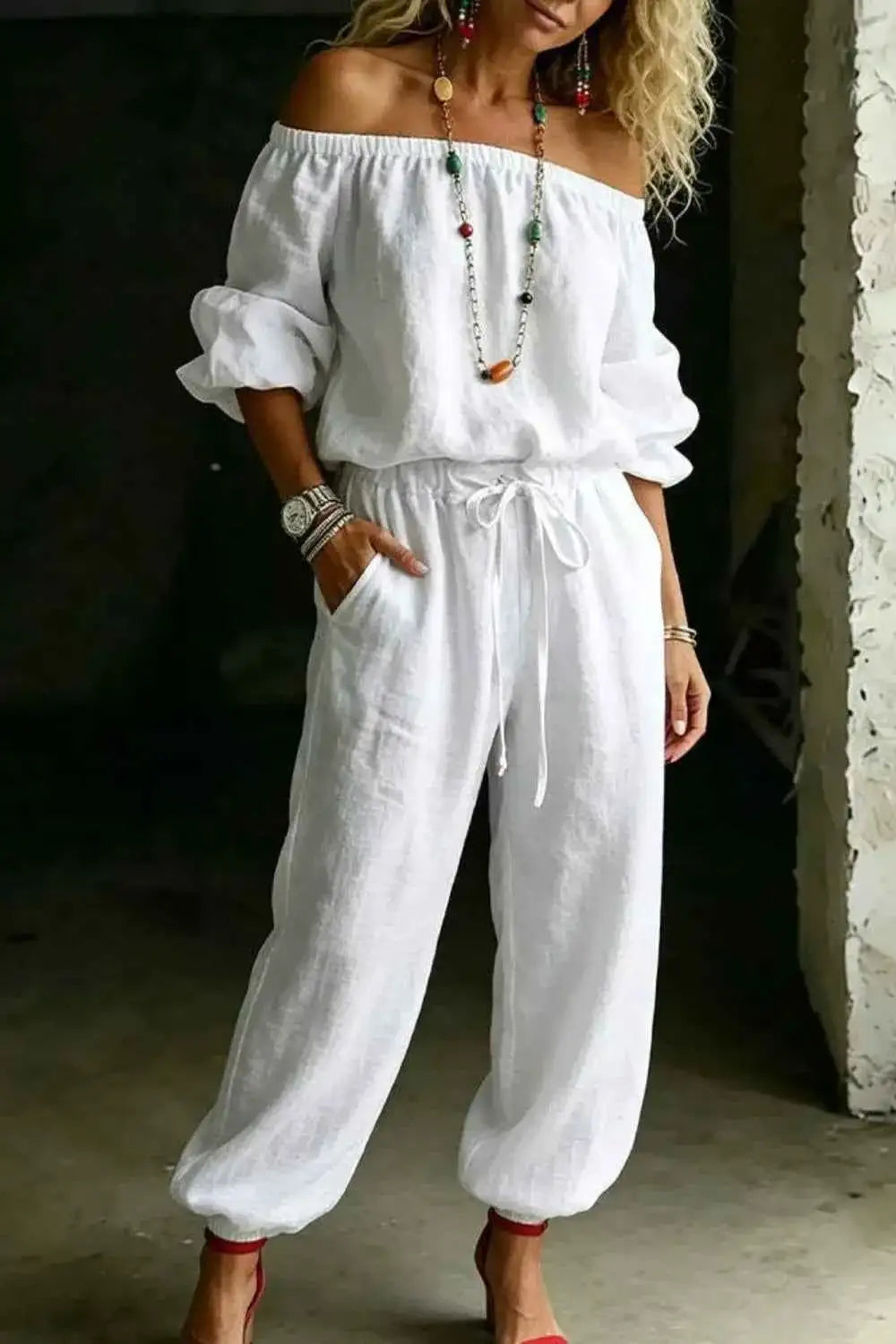 Off-Shoulder Top and Pants Set