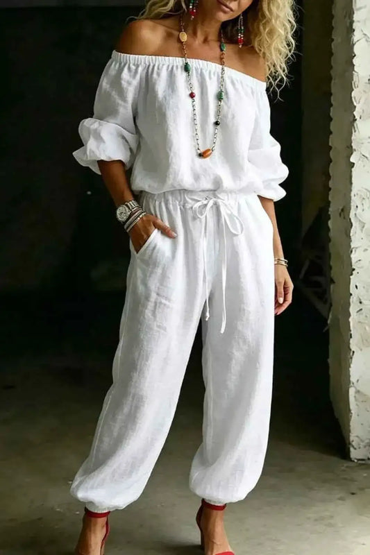 Off-Shoulder Top and Pants Set