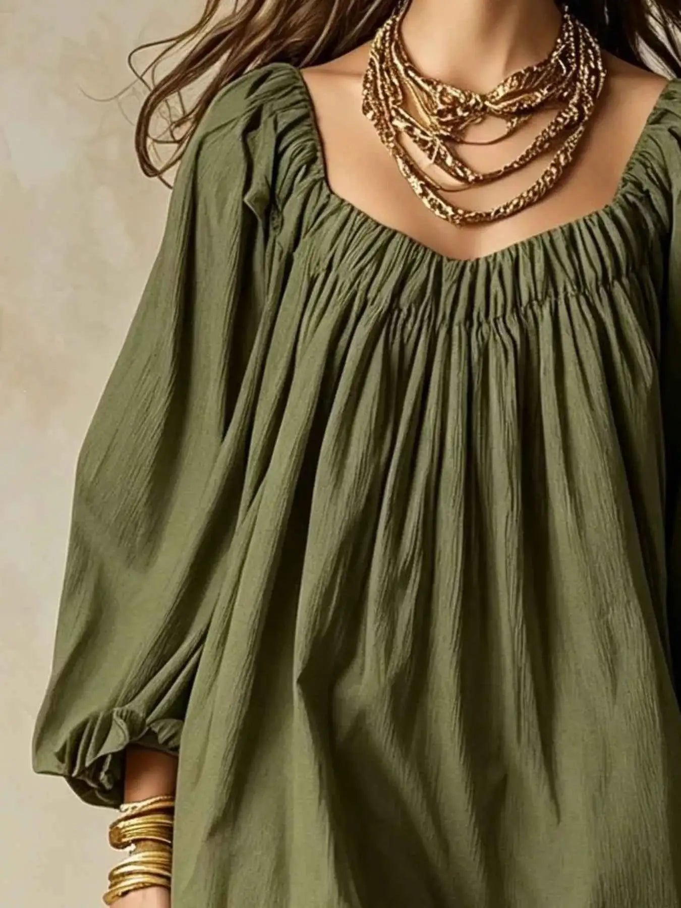 Flowy Balloon Sleeve Mini Dress