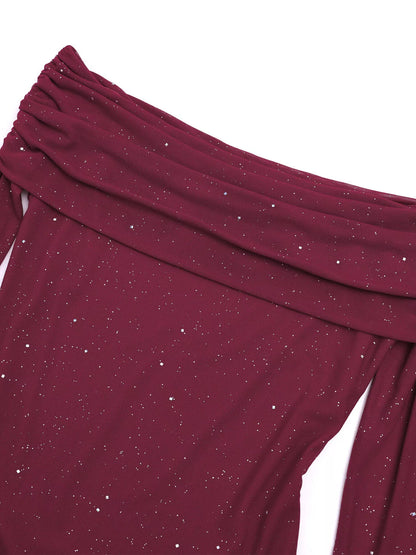 Glitter Off-Shoulder Maxi Dress – Additional Product Image 21 | Celina Studio