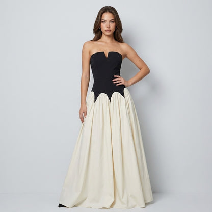 Two-Tone Tube Maxi Dress with Slit – Slit Detail