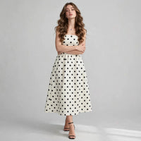 Polka Dot Strapless Midi Dress