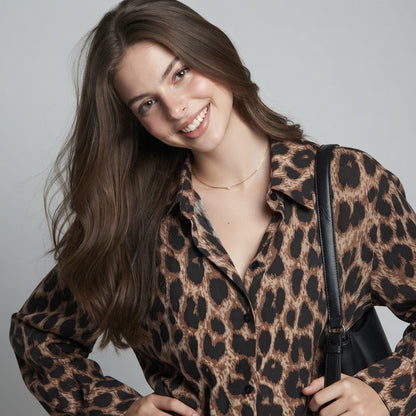 Leopard Print Button-Down Shirt