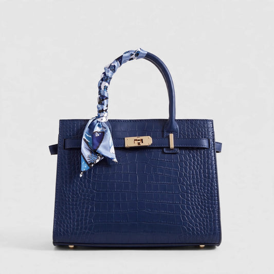 Crocodile-Embossed Top-Handle Handbag, product view