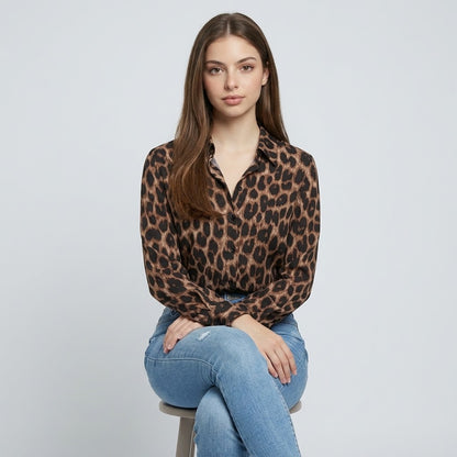 Leopard Print Button-Down Shirt