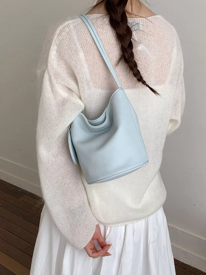 Small PU Leather Bucket Handbag – Interior View | Celina Studio