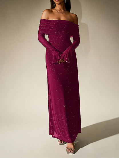 Glitter Off-Shoulder Maxi Dress – Additional Product Image 14 | Celina Studio