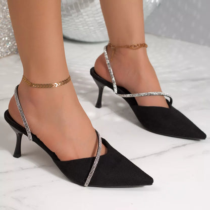 Point-Toe Kitten-Heel Sandals