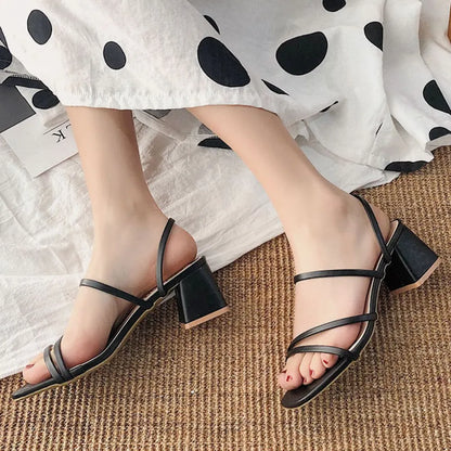 Open-Toe Low Block-Heel Sandals – Color Option | Celina Studio