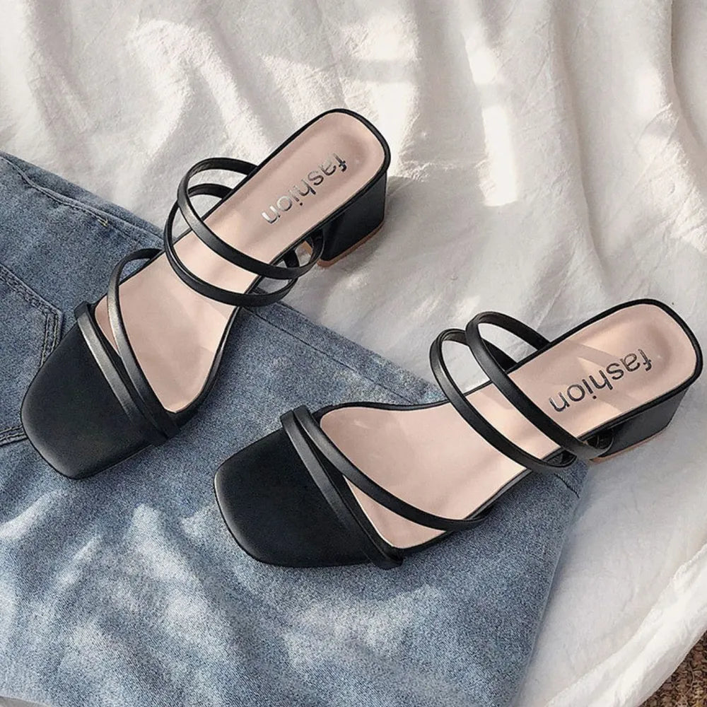 Open-Toe Low Block-Heel Sandals – Block Heel Detail | Celina Studio