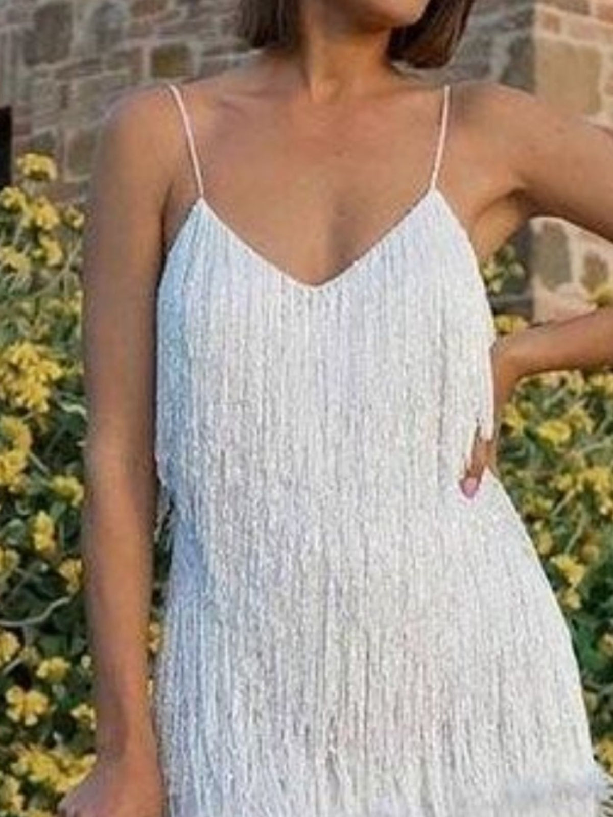Pink Fringe Feather-Hem Mini Dress – Evening Party Styling