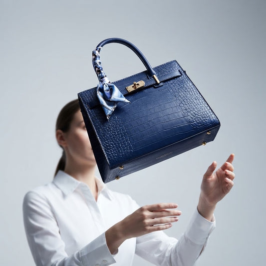 Crocodile-Embossed Top-Handle Handbag