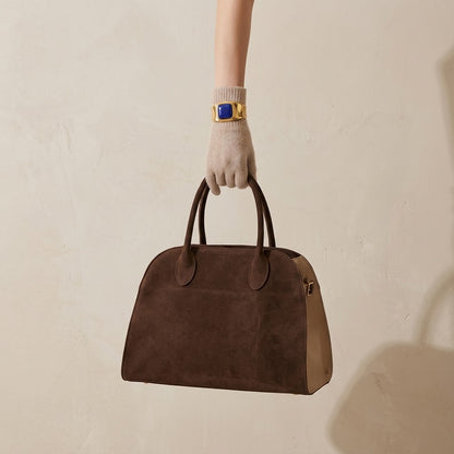 Suede Leather Large Handbag – Front View | Celina Studio