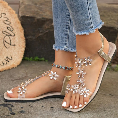 Open Toe Flat Sandals Multi Color – Side View | Celina Studio