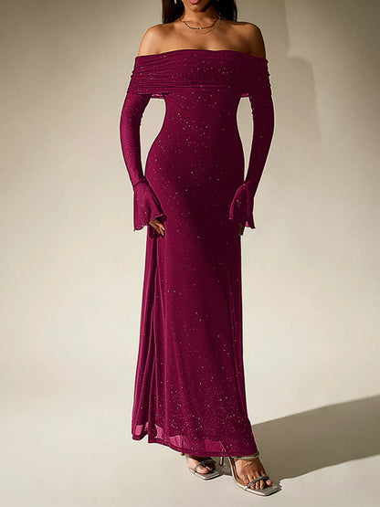 Glitter Off-Shoulder Maxi Dress – Additional Product Image 11 | Celina Studio